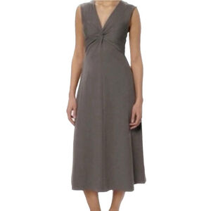 Patagonia Seabrook Bandha Midi Dress Large Gray Twist V-Neck Sleeveless Stretch
